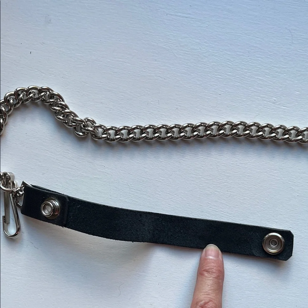 Black Wallet with Chain and Silver Accents
